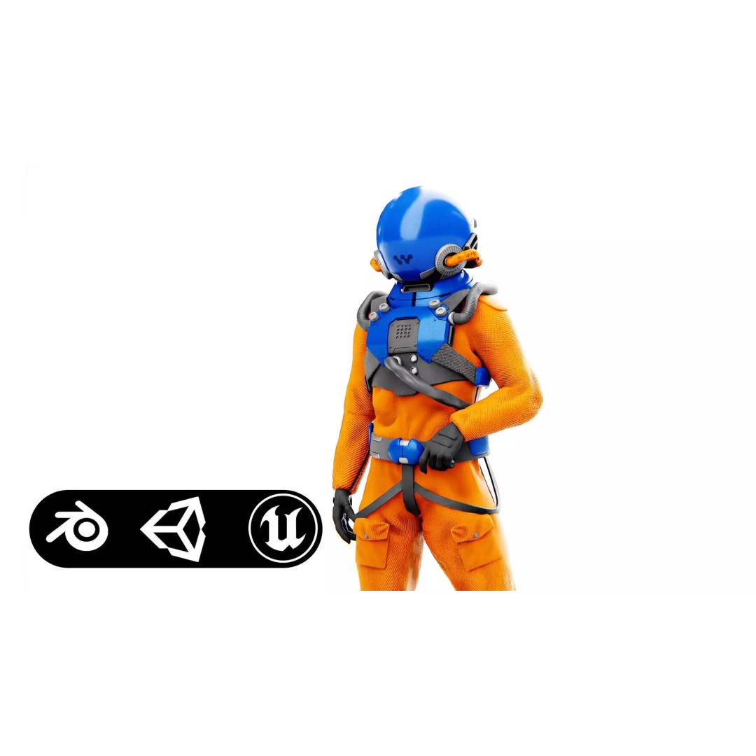 Mars Colony Astronaut 3D Model – Rigged Game Asset, FBX, Blender - View 2