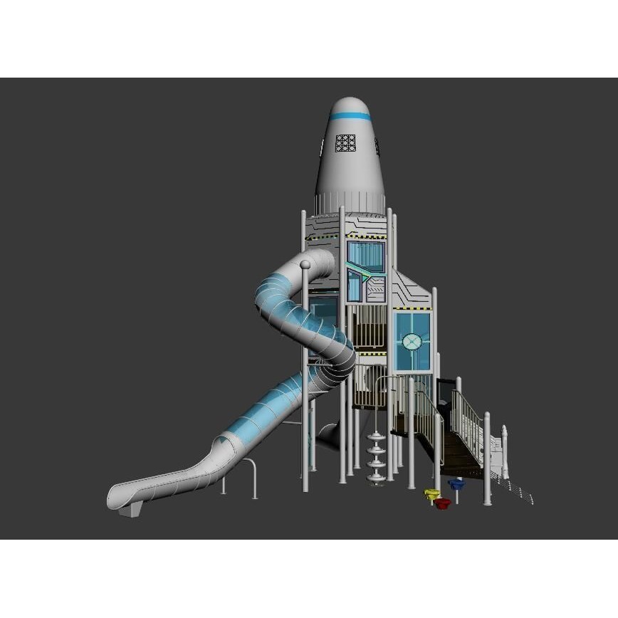 Space Shuttle Playground 3D Model – Interactive Toy Design, FBX, OBJ