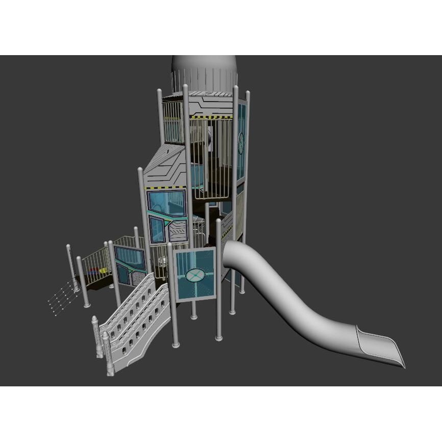Space Shuttle Playground 3D Model – Interactive Toy Design, FBX, OBJ - View 6