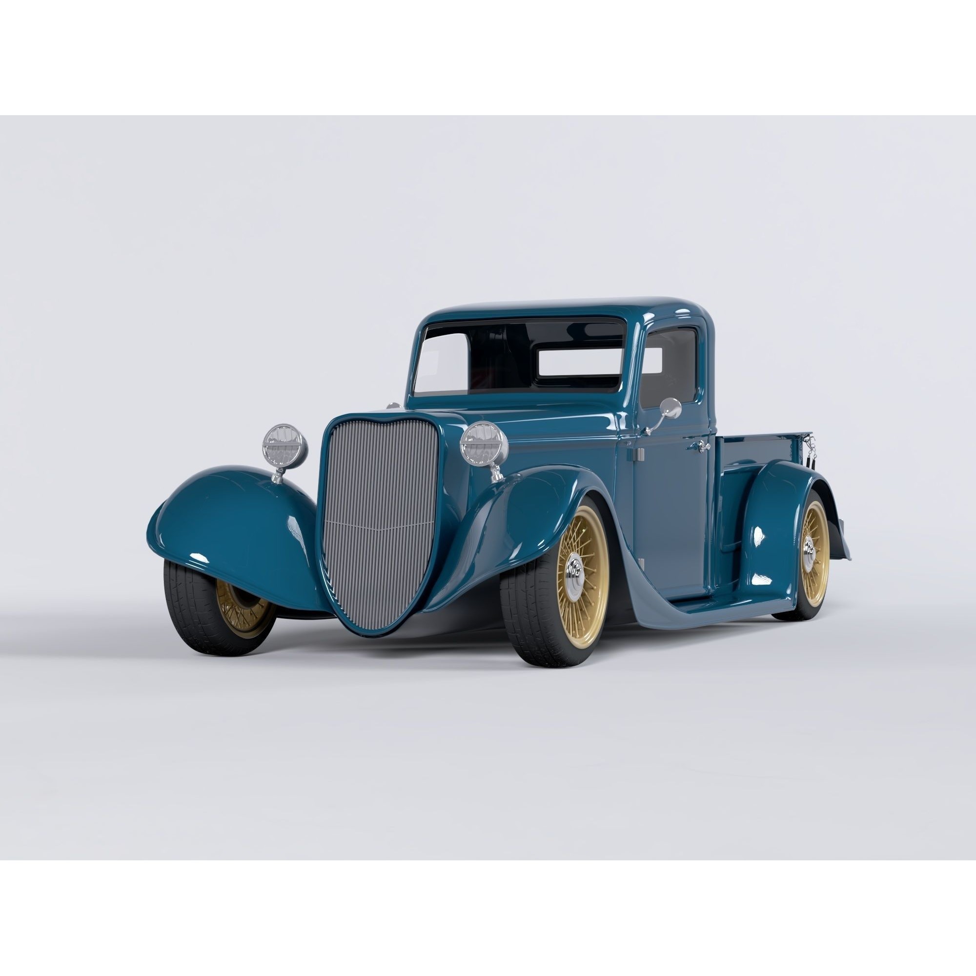 1935 Hot Rod Truck - High-Poly 3D Model - View 3