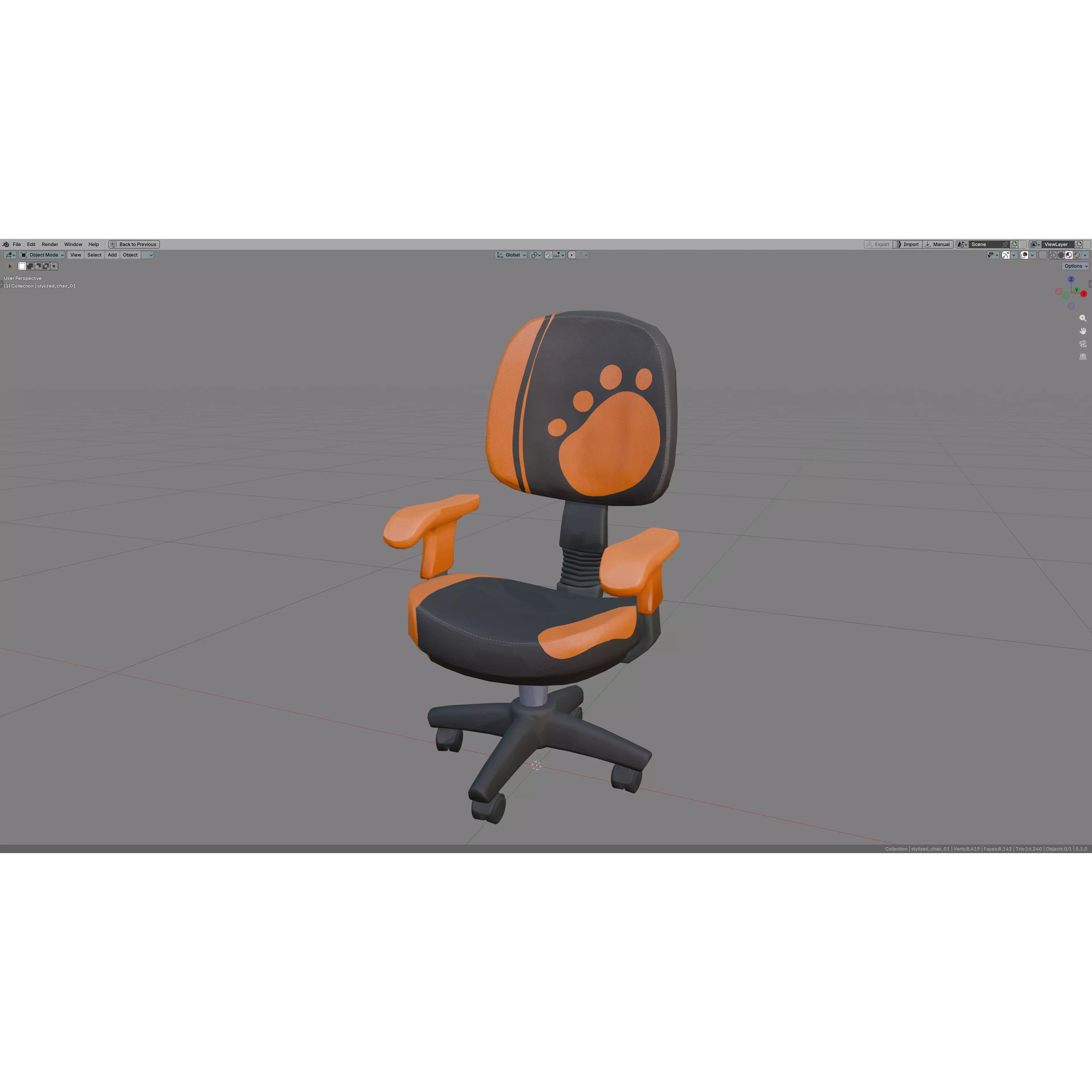 Stylized Chair 01 - Low-Poly Game-Ready 3D Model - View 15
