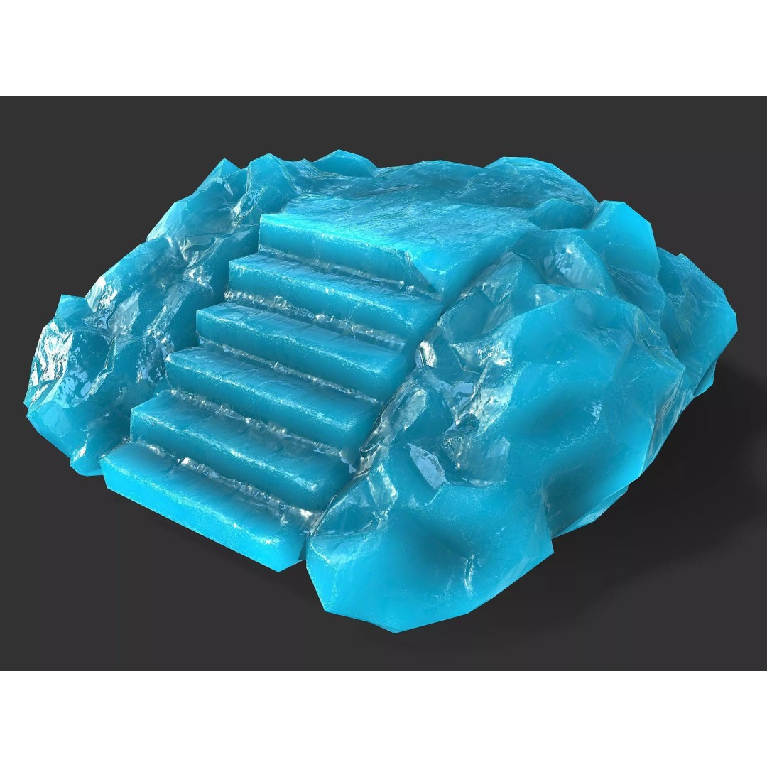 Stone Stairs 3D Model – Low Poly PBR Game Asset, FBX, OBJ - View 2