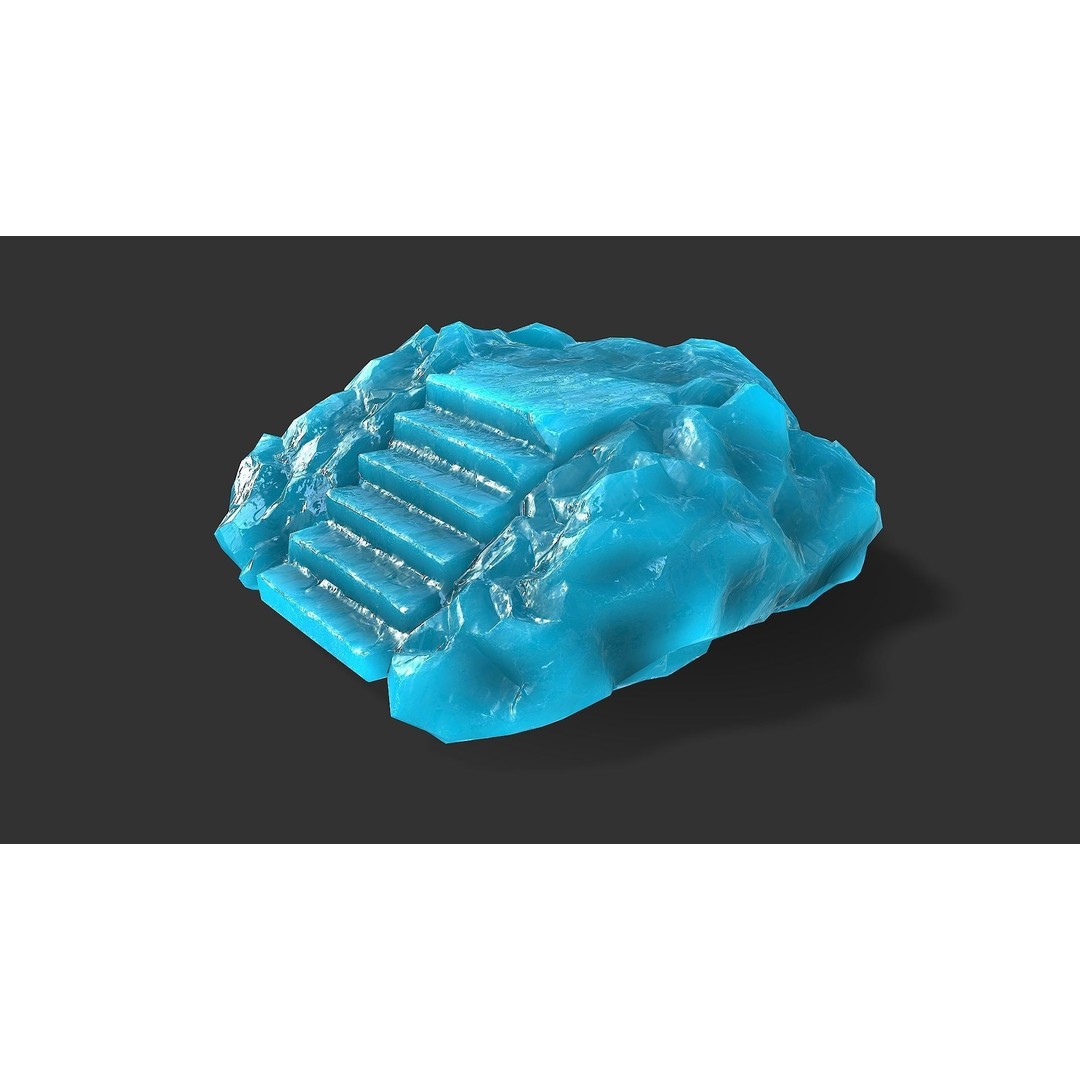 Stone Stairs 3D Model – Low Poly PBR Game Asset, FBX, OBJ - View 4