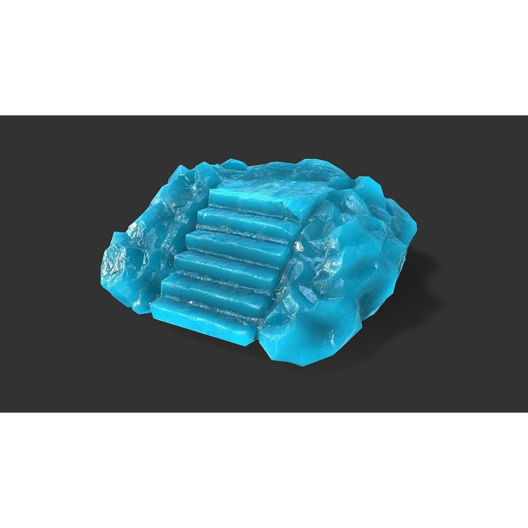 Stone Stairs 3D Model – Low Poly PBR Game Asset, FBX, OBJ - View 5