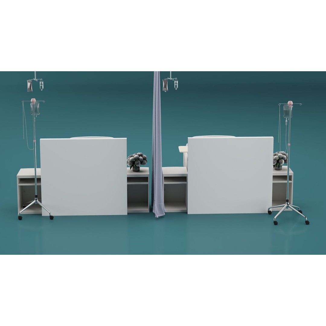 Modern Hospital Bed 3D Model – Realistic Medical Furniture, FBX, PBR - View 7
