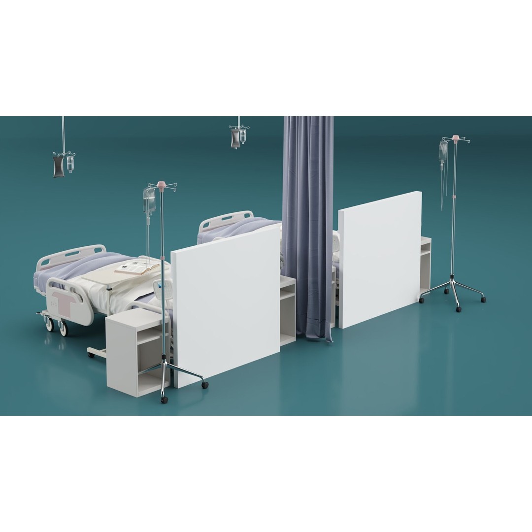 Modern Hospital Bed 3D Model – Realistic Medical Furniture, FBX, PBR - View 8