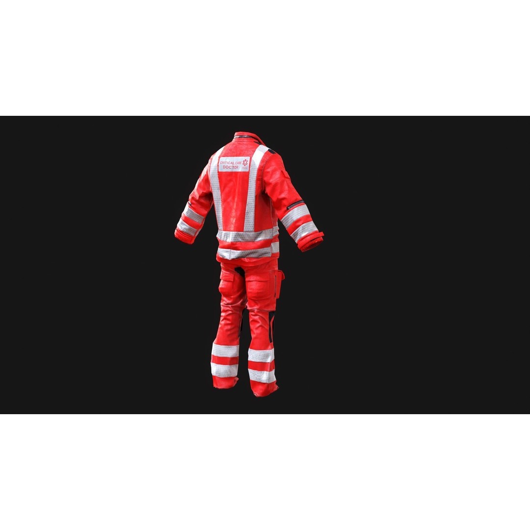 Herts Paramedic Flight Suit 3D Model – Low Poly Medical Uniform, FBX - View 10