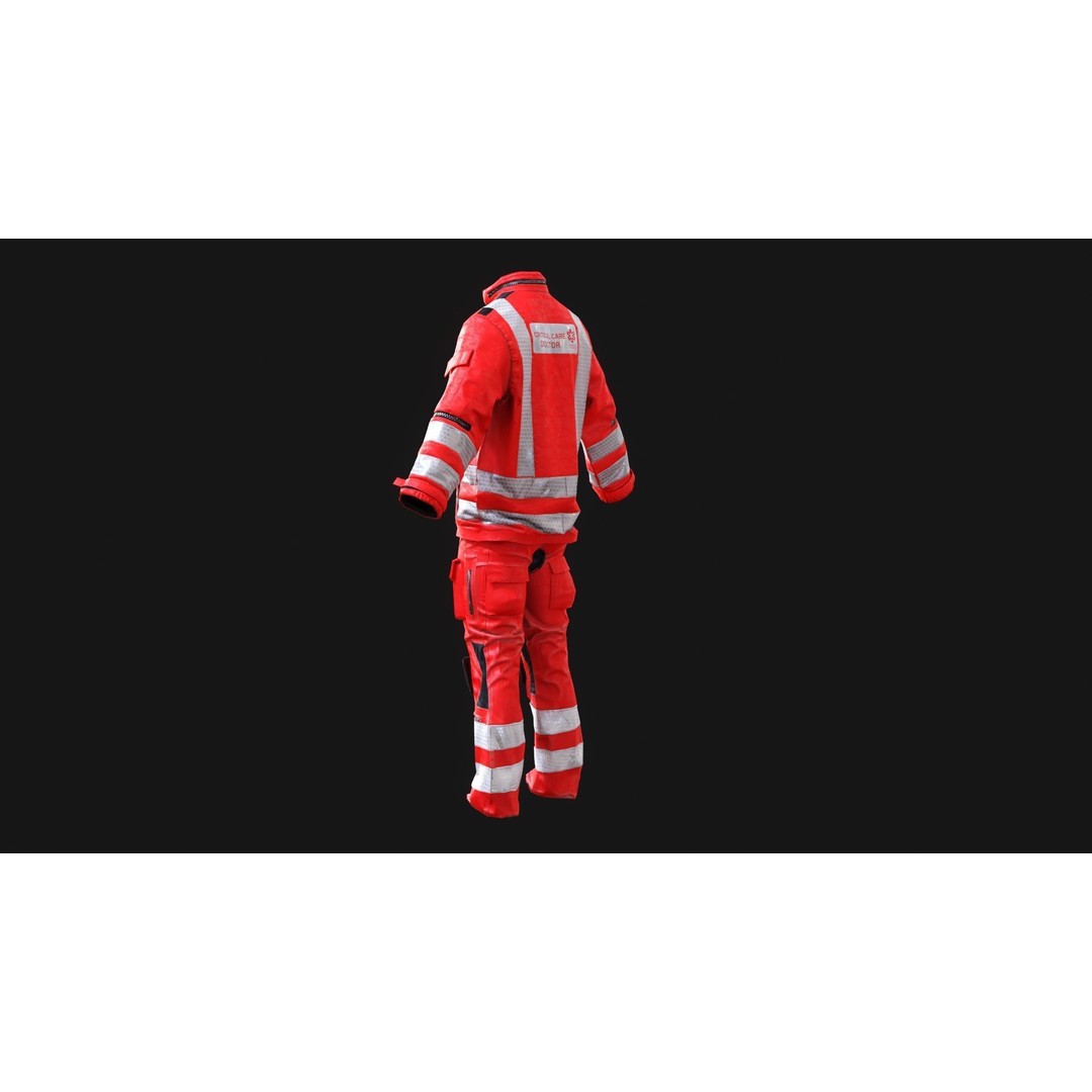 Herts Paramedic Flight Suit 3D Model – Low Poly Medical Uniform, FBX - View 12