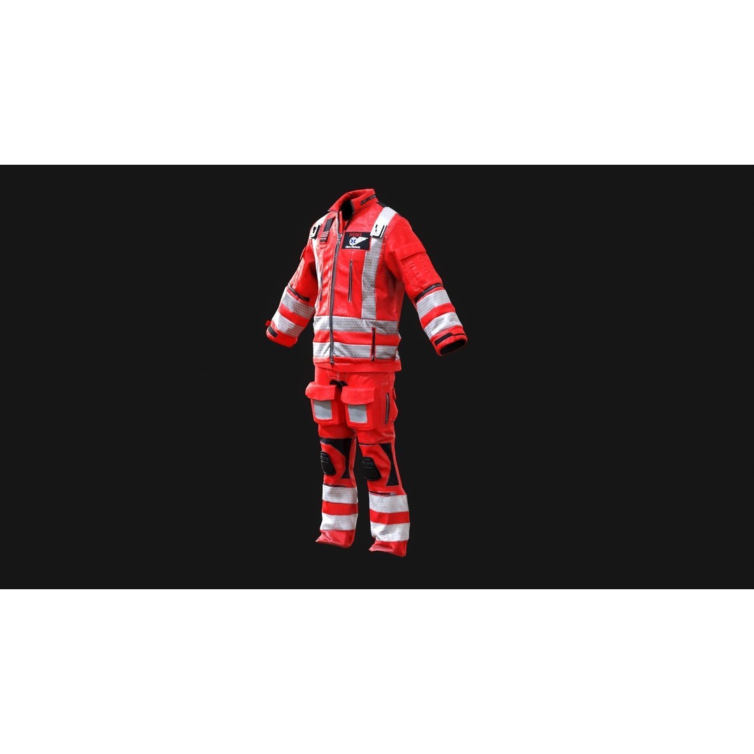 Herts Paramedic Flight Suit 3D Model – Low Poly Medical Uniform, FBX - View 13