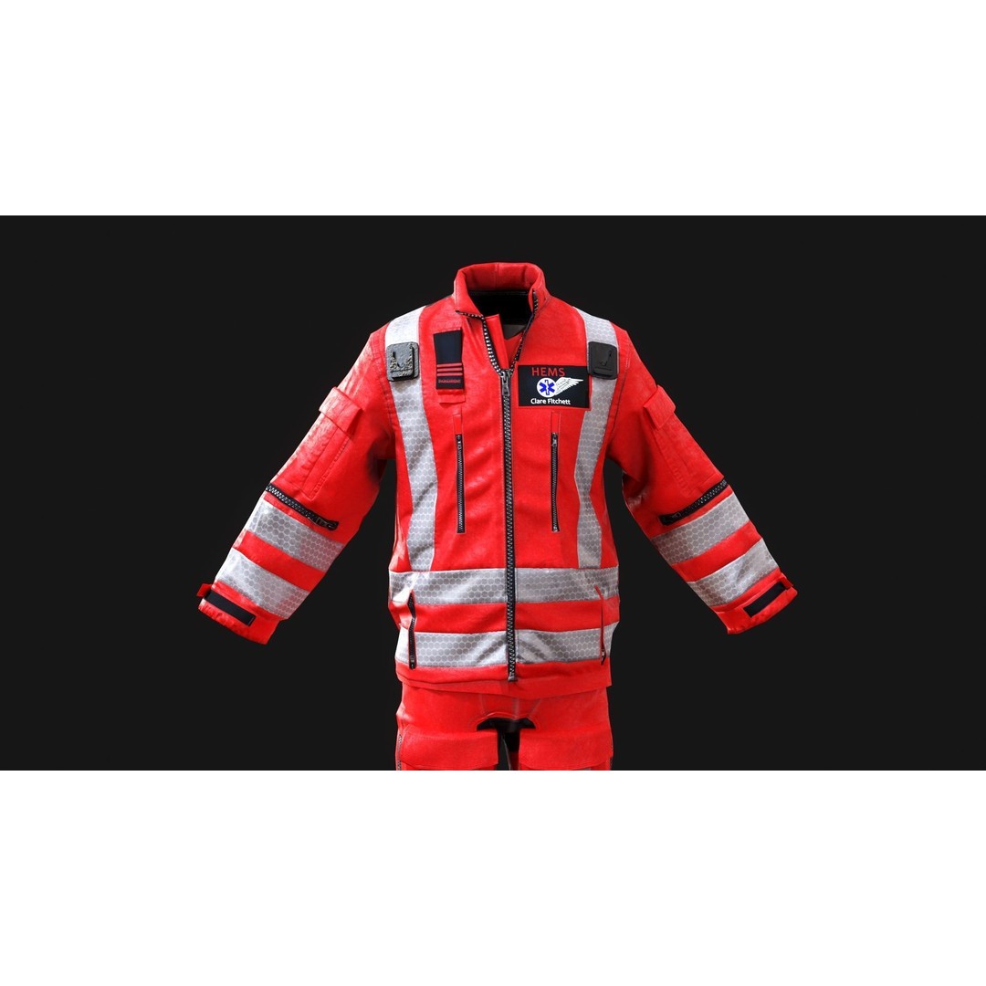 Herts Paramedic Flight Suit 3D Model – Low Poly Medical Uniform, FBX - View 15