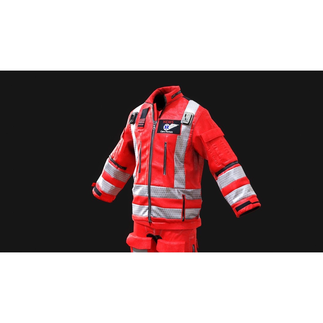 Herts Paramedic Flight Suit 3D Model – Low Poly Medical Uniform, FBX - View 19