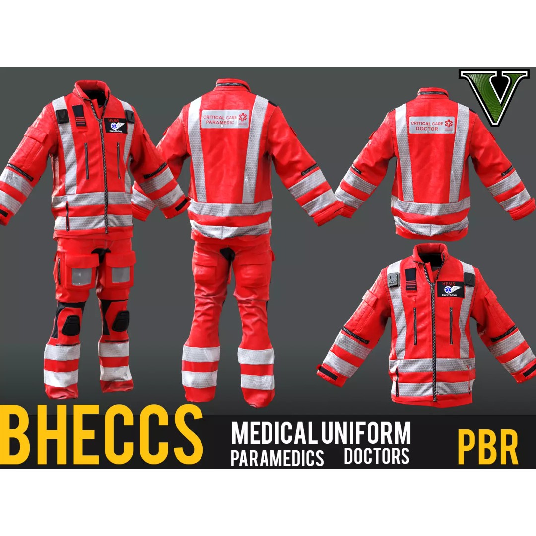 Herts Paramedic Flight Suit 3D Model – Low Poly Medical Uniform, FBX - View 2