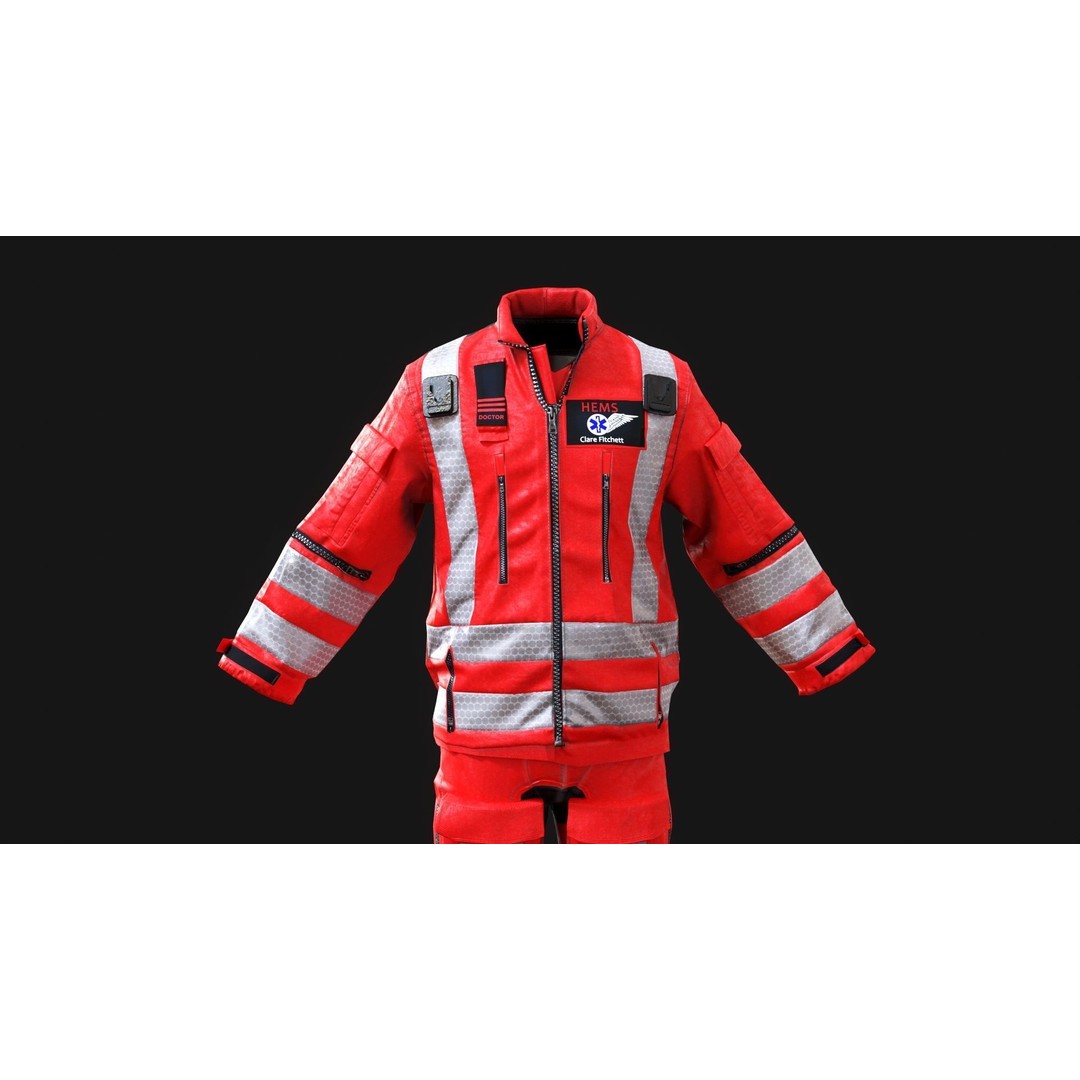 Herts Paramedic Flight Suit 3D Model – Low Poly Medical Uniform, FBX - View 20