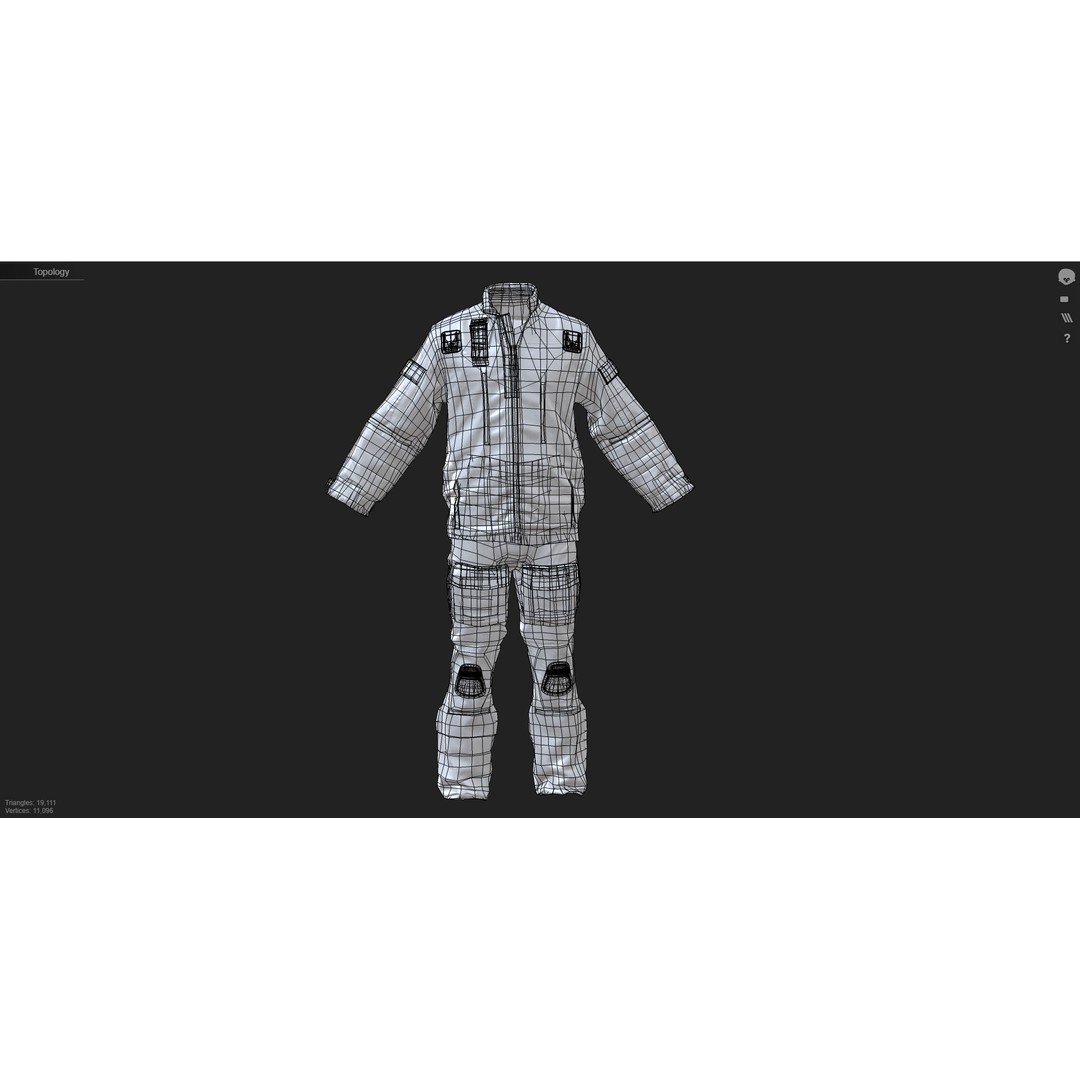 Herts Paramedic Flight Suit 3D Model – Low Poly Medical Uniform, FBX - View 3