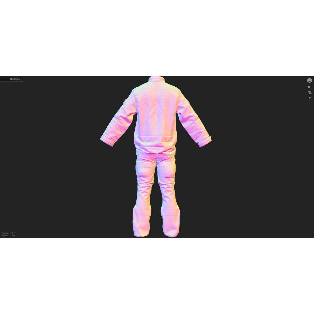 Herts Paramedic Flight Suit 3D Model – Low Poly Medical Uniform, FBX - View 5