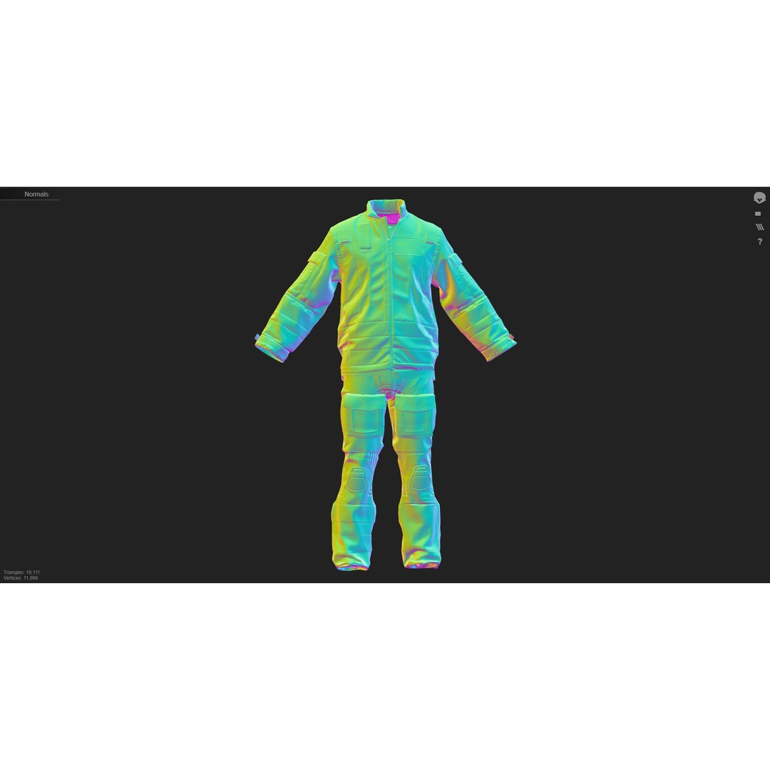 Herts Paramedic Flight Suit 3D Model – Low Poly Medical Uniform, FBX - View 6