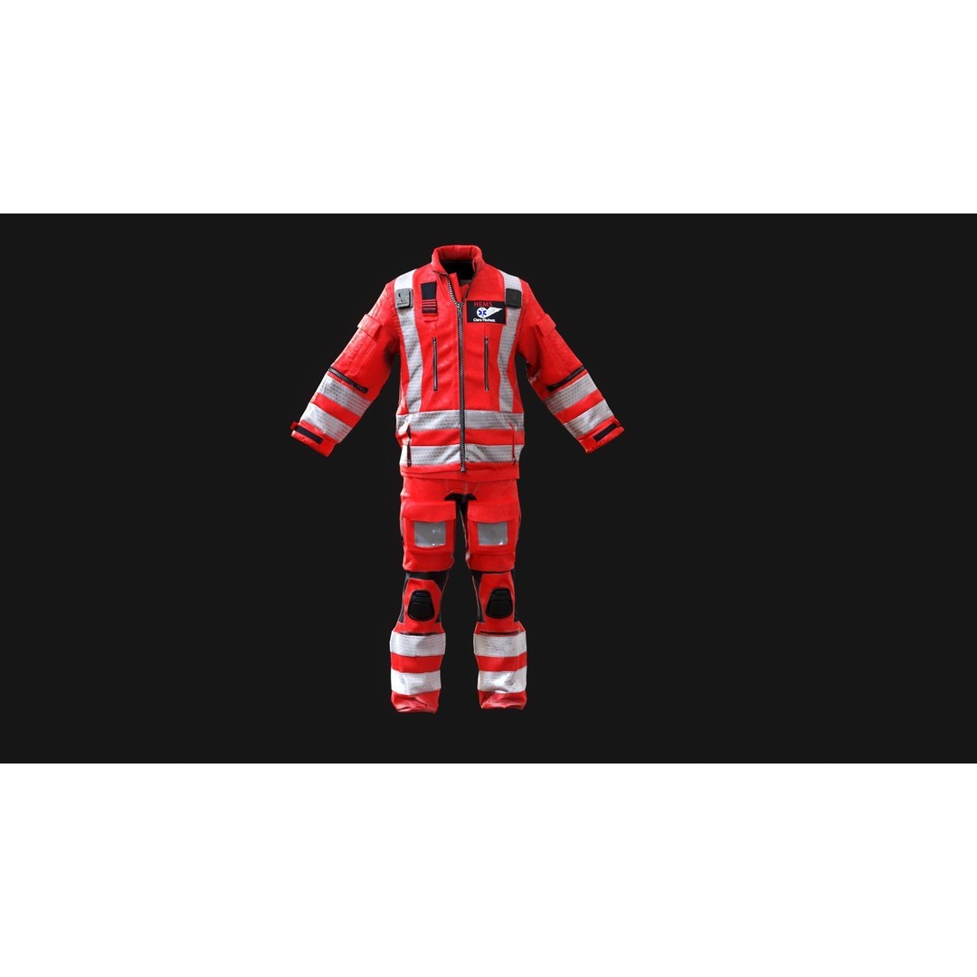 Herts Paramedic Flight Suit 3D Model – Low Poly Medical Uniform, FBX - View 7