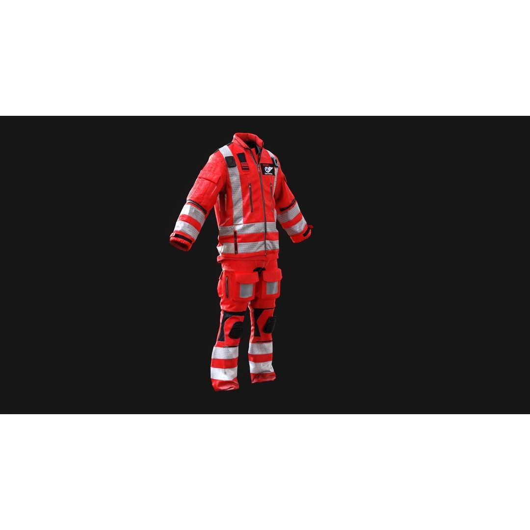 Herts Paramedic Flight Suit 3D Model – Low Poly Medical Uniform, FBX - View 8