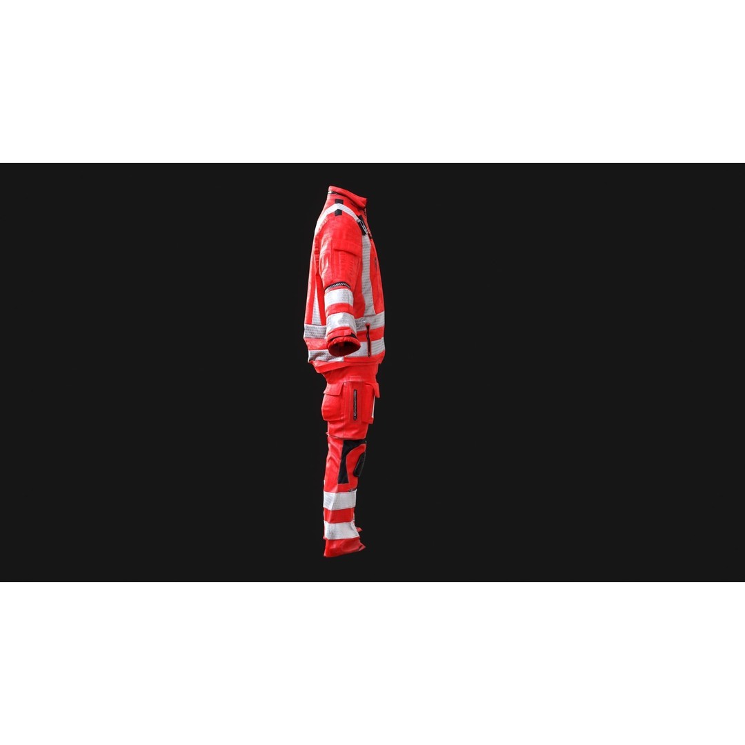 Herts Paramedic Flight Suit 3D Model – Low Poly Medical Uniform, FBX - View 9