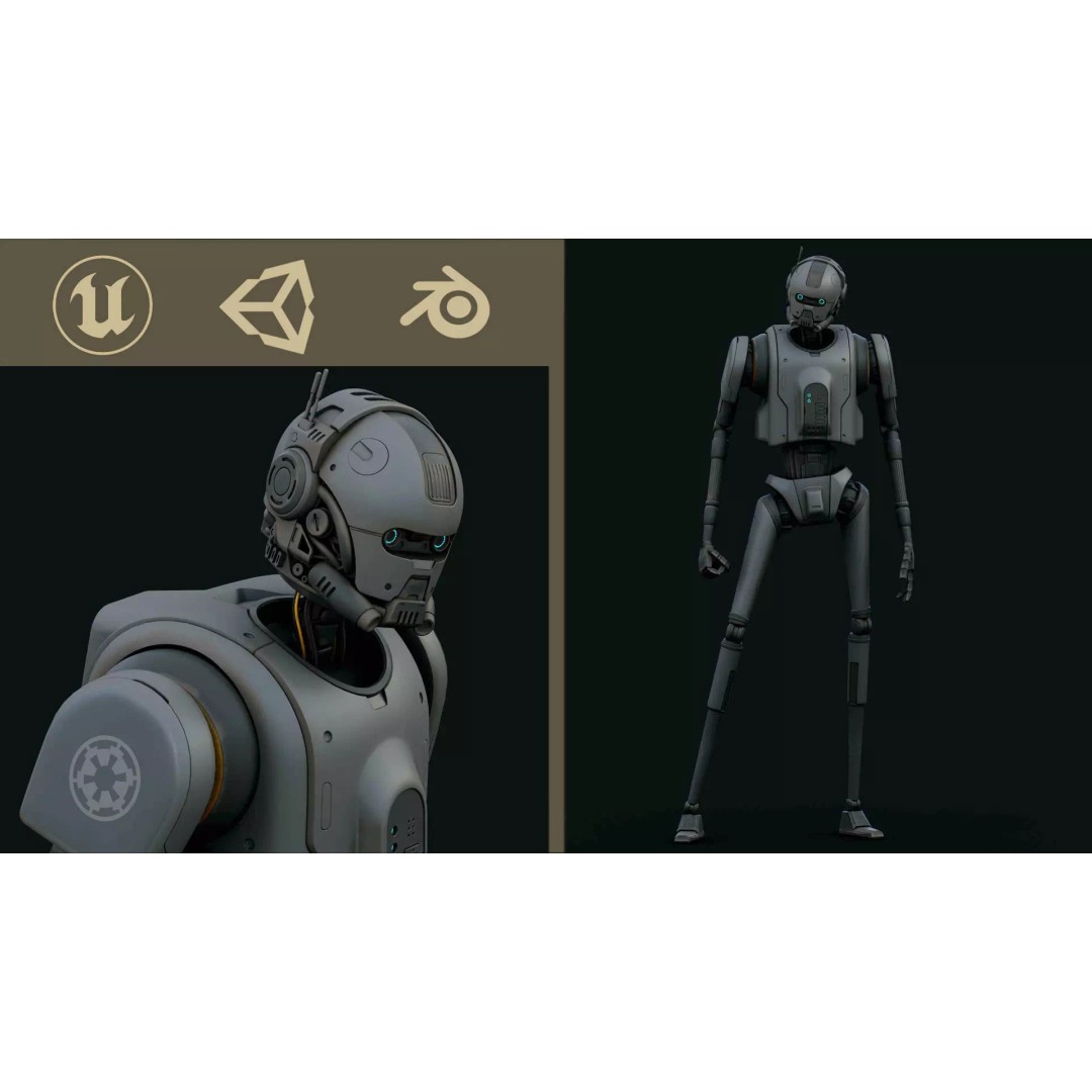 IMPERIAL DROID-05 3D Model – Rigged Sci-Fi Character for Unity & Unreal Engine - View 2