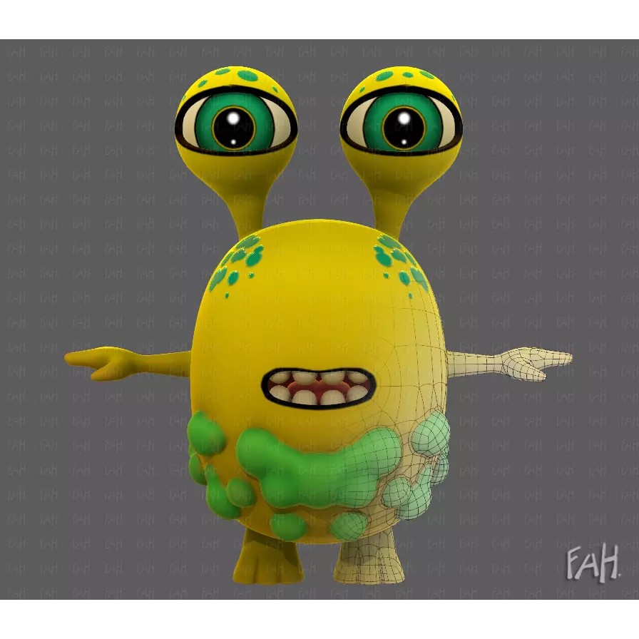 Monster V08 3D Model – Low Poly Cartoon Character for Animation - View 2
