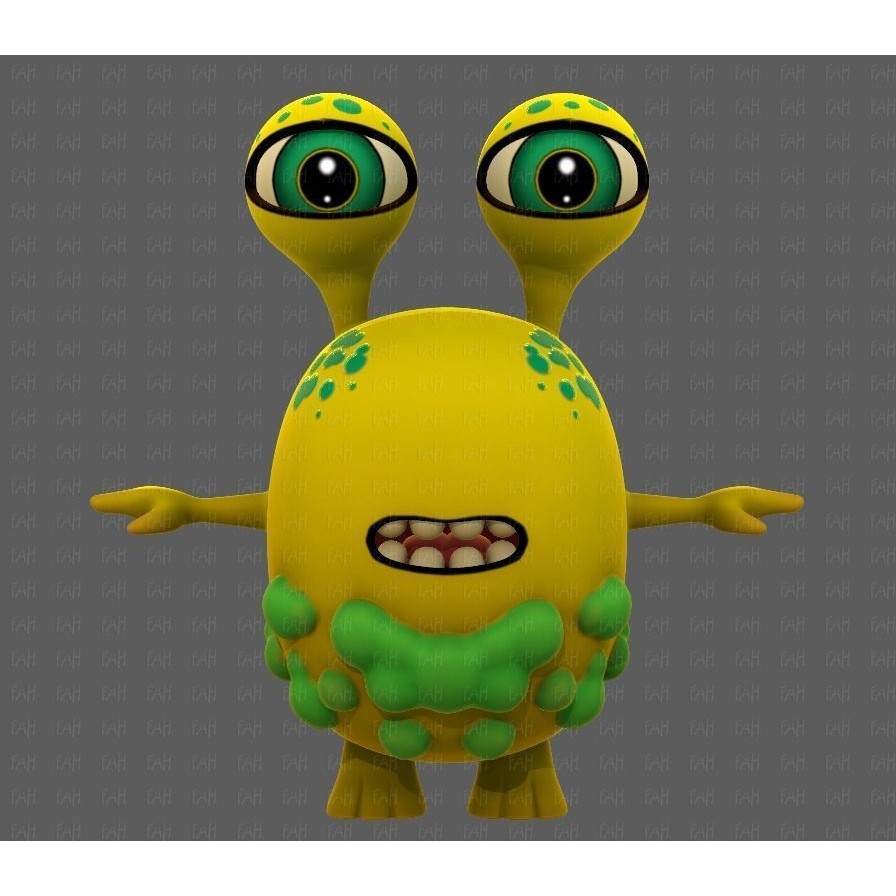 Monster V08 3D Model – Low Poly Cartoon Character for Animation - View 3