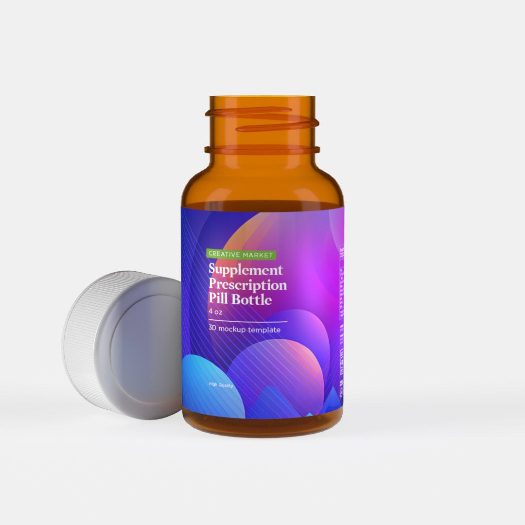Plastic Pill Packer 3D Model – PBR Nutritional Supplement Bottle, FBX, Blender - View 3