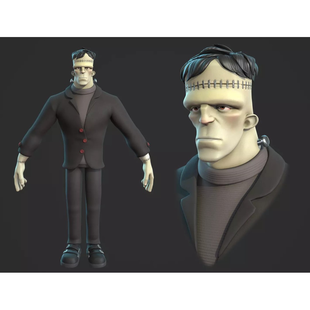 Frankenstein Monster 3D Model – Low Poly Cartoon Character, FBX, Blender - View 2