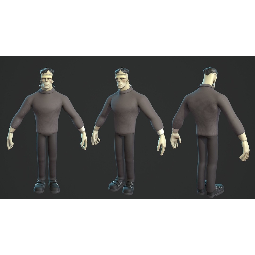 Frankenstein Monster 3D Model – Low Poly Cartoon Character, FBX, Blender - View 5