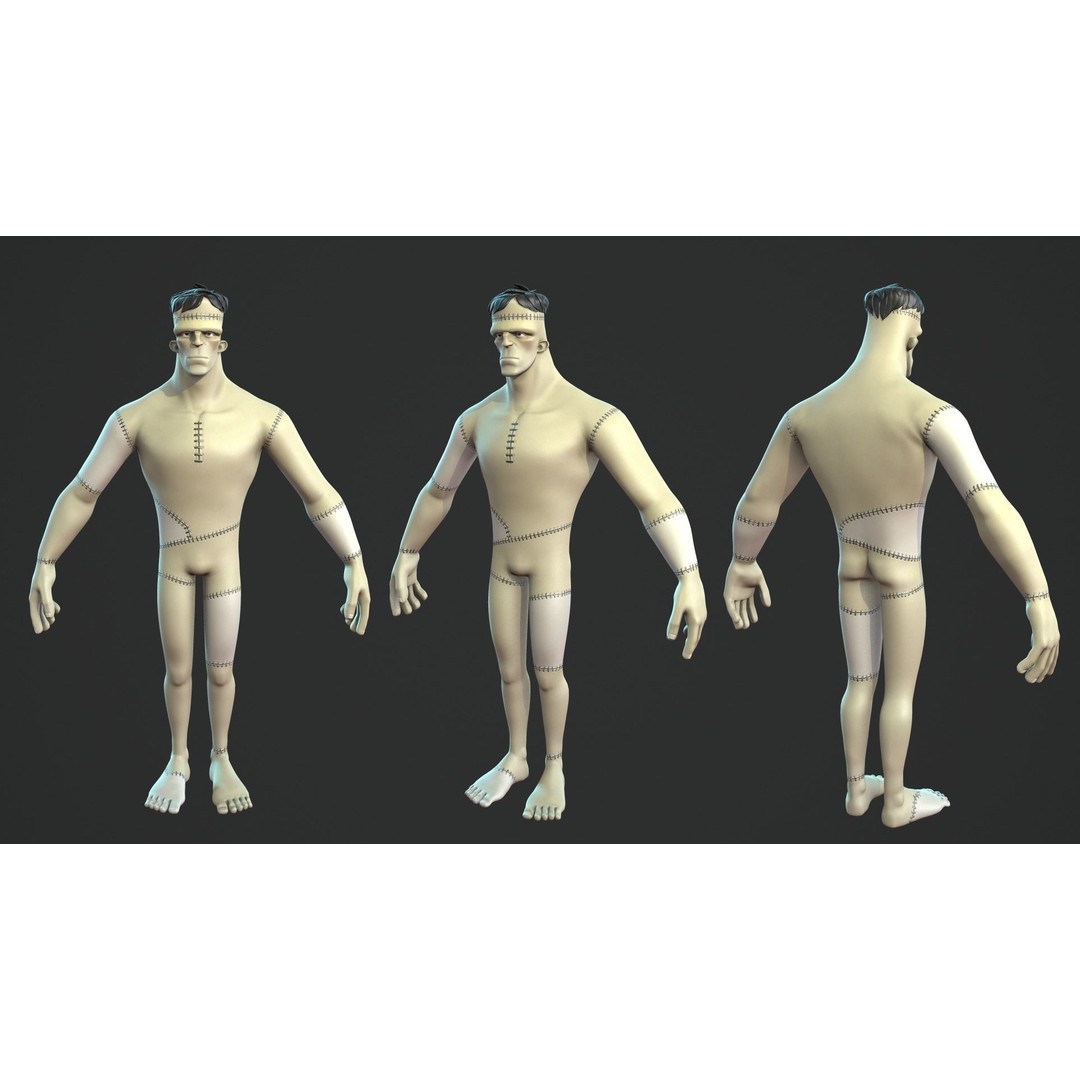Frankenstein Monster 3D Model – Low Poly Cartoon Character, FBX, Blender - View 6
