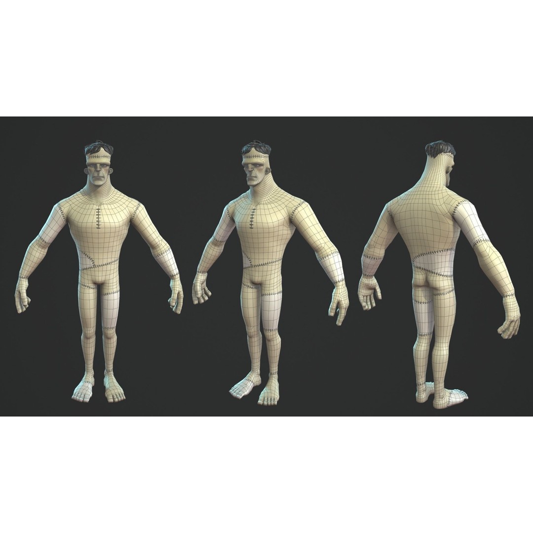 Frankenstein Monster 3D Model – Low Poly Cartoon Character, FBX, Blender - View 7