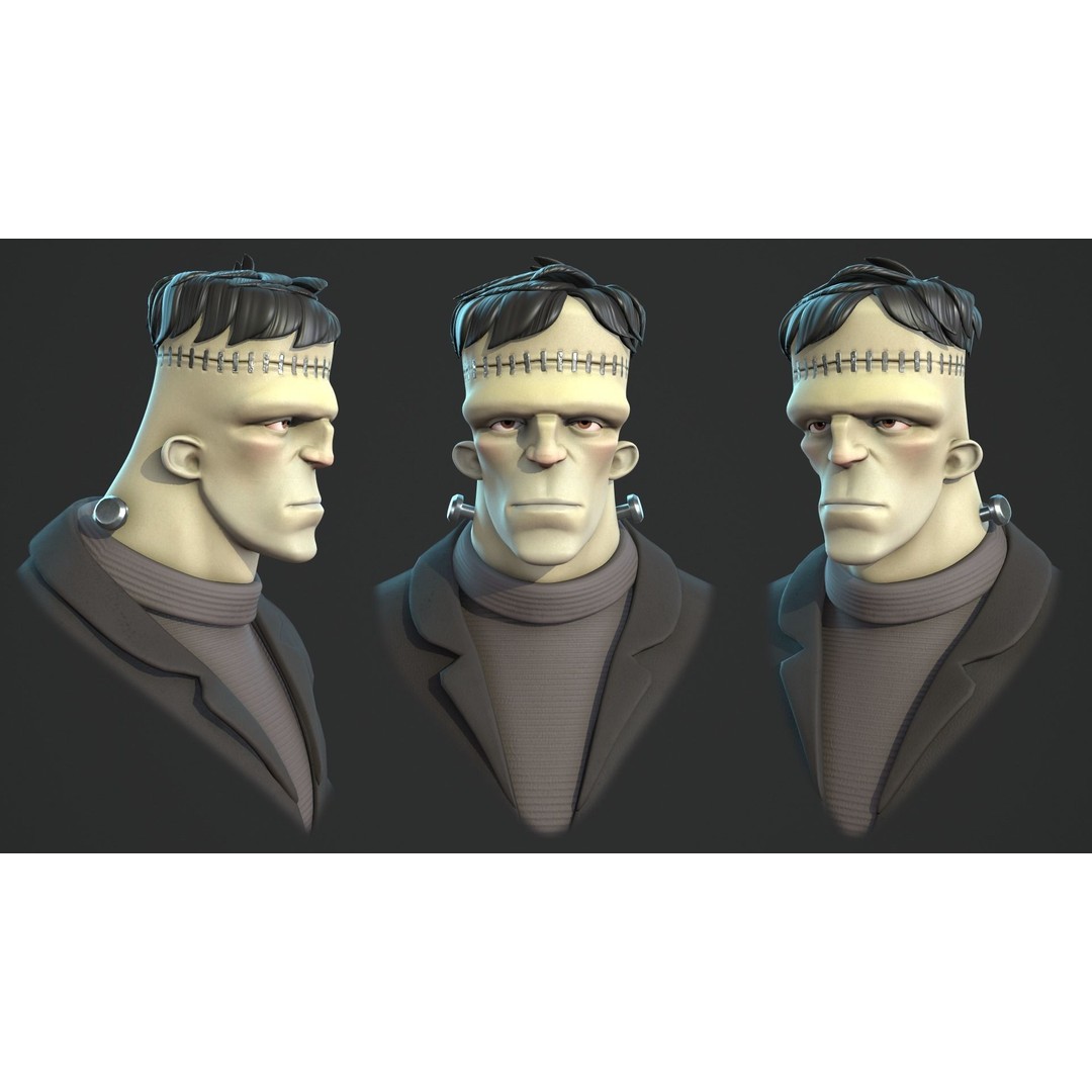 Frankenstein Monster 3D Model – Low Poly Cartoon Character, FBX, Blender - View 8