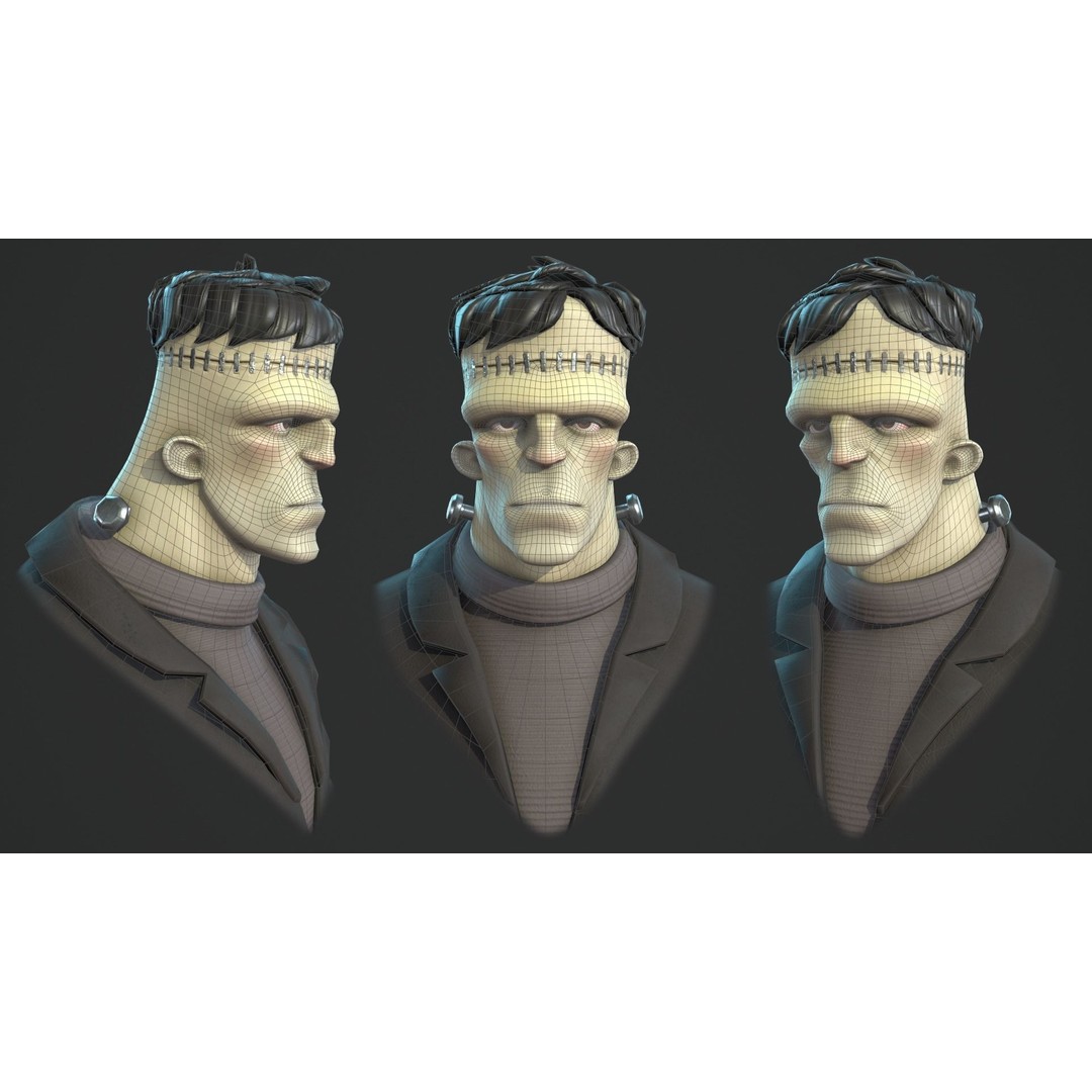 Frankenstein Monster 3D Model – Low Poly Cartoon Character, FBX, Blender - View 9