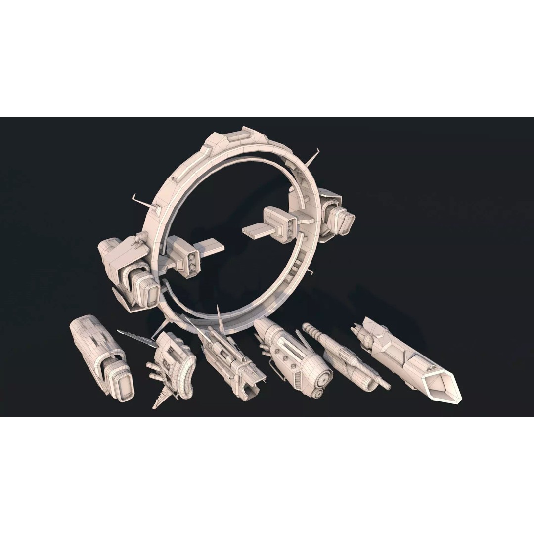 Spacecraft Engine 3D Model – Low Poly Game Ready Asset, FBX - View 3