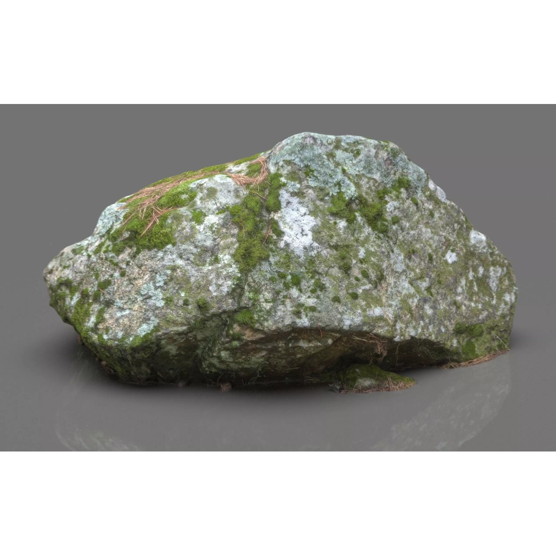 Moss Rock 3D Model – Low Poly Game Asset, PBR Textures, Multiple Formats - View 2