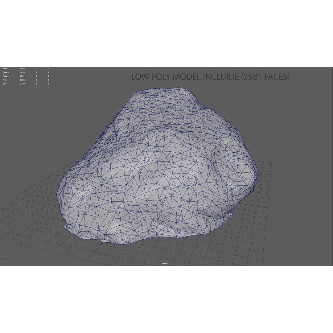 Moss Rock 3D Model – Low Poly Game Asset, PBR Textures, Multiple Formats - View 7