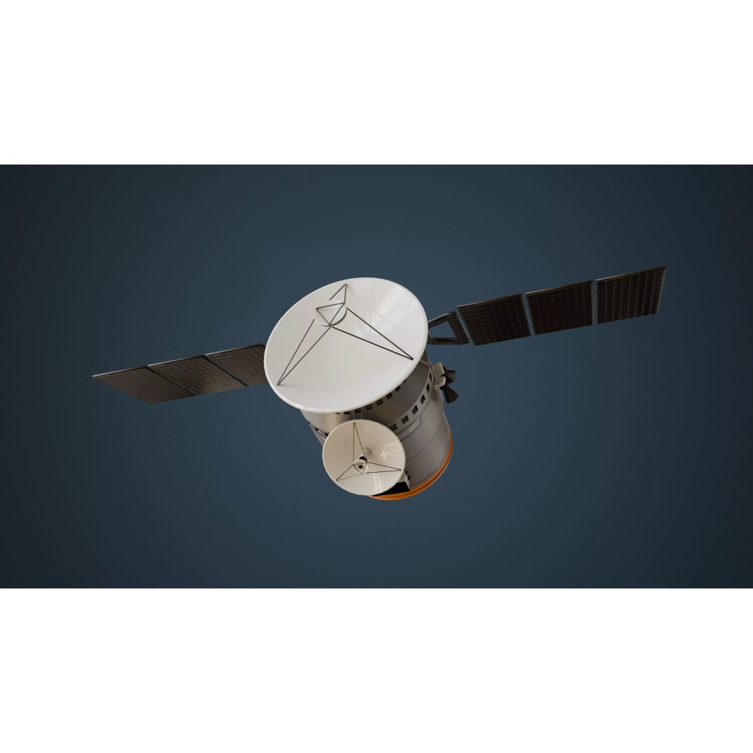 Communication Satellite 3D Model – Low Poly Rigged Asset, FBX, Blender - View 11