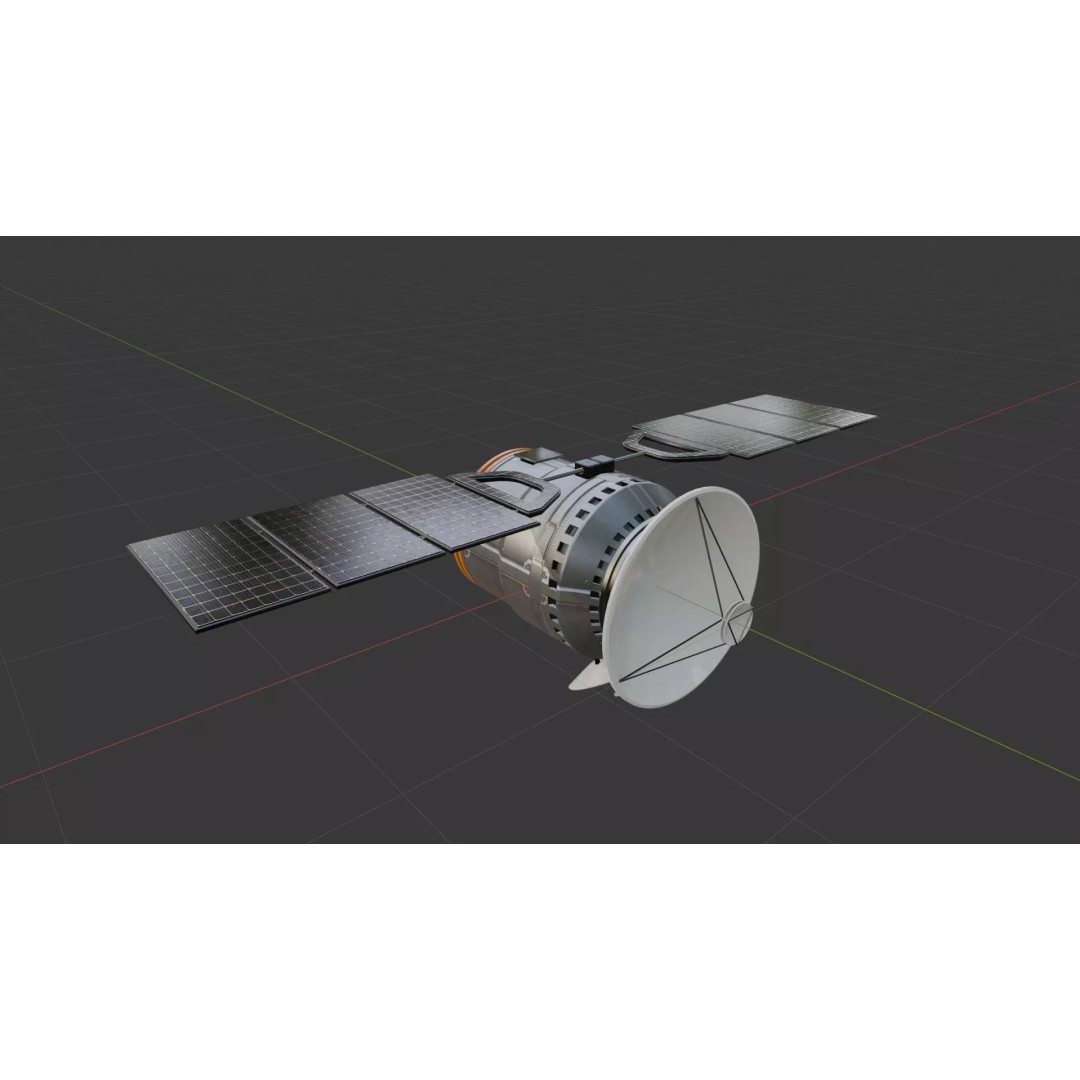 Communication Satellite 3D Model – Low Poly Rigged Asset, FBX, Blender - View 12
