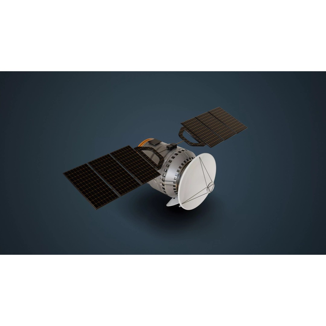 Communication Satellite 3D Model – Low Poly Rigged Asset, FBX, Blender - View 4