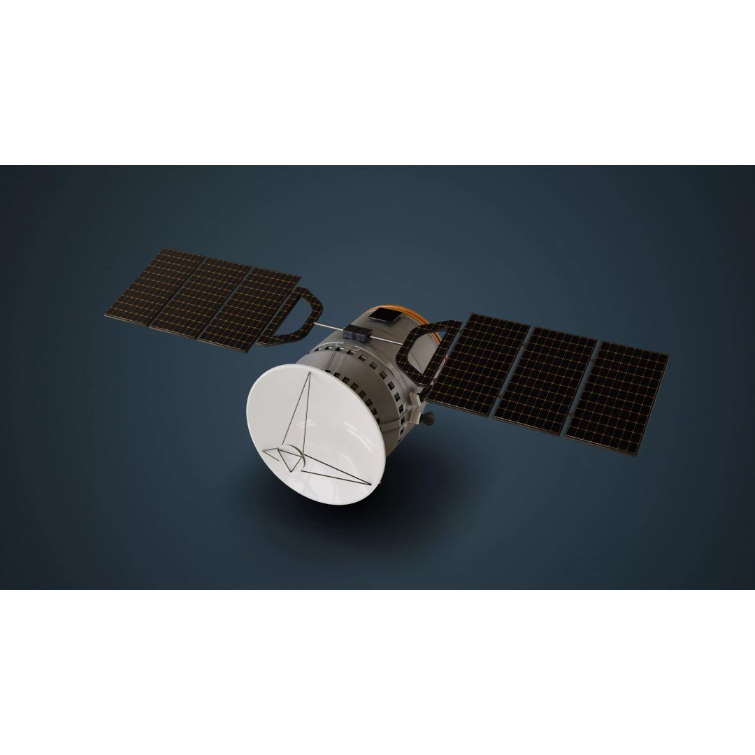 Communication Satellite 3D Model – Low Poly Rigged Asset, FBX, Blender - View 5