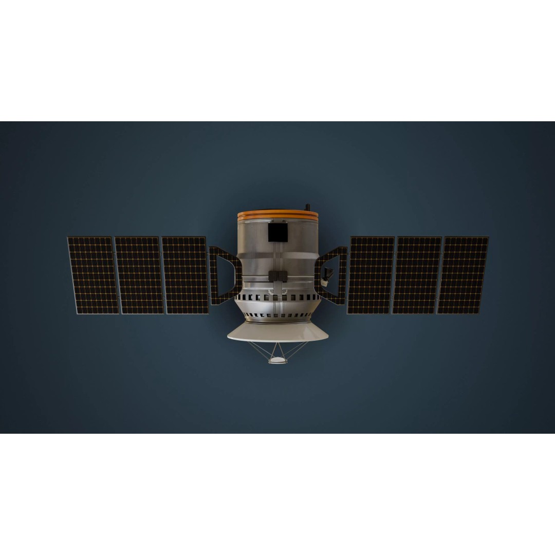 Communication Satellite 3D Model – Low Poly Rigged Asset, FBX, Blender - View 6