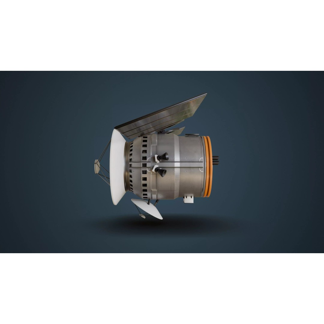 Communication Satellite 3D Model – Low Poly Rigged Asset, FBX, Blender - View 8