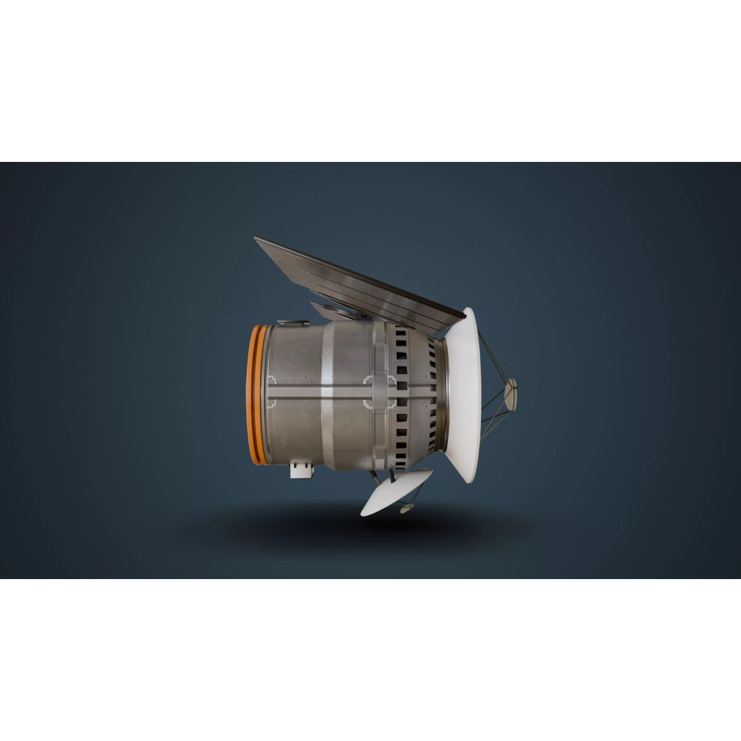 Communication Satellite 3D Model – Low Poly Rigged Asset, FBX, Blender - View 9