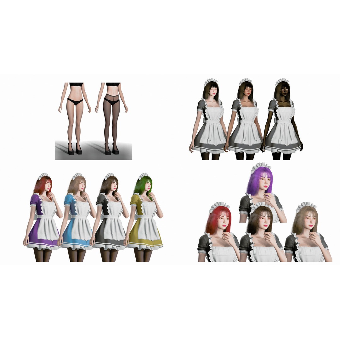 Maid Character 3D Model – Low Poly Game Ready with PBR Textures - View 11