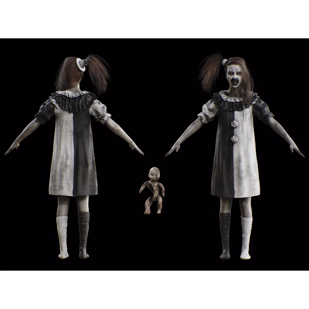Little Pale Girl 3D Model – Low Poly Rigged Character, FBX, Blender - View 11