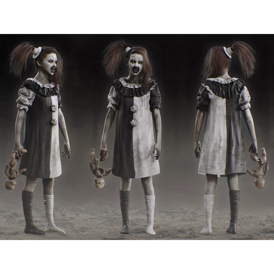 Little Pale Girl 3D Model – Low Poly Rigged Character, FBX, Blender - View 2