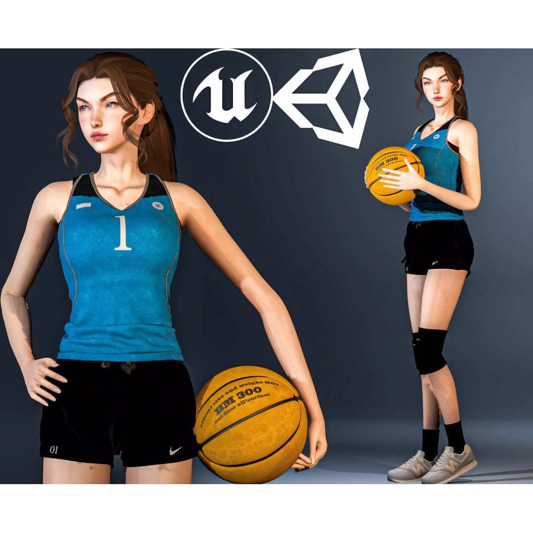 Sport Girl 3D Model – Low Poly Game Ready Character, FBX, OBJ - View 2