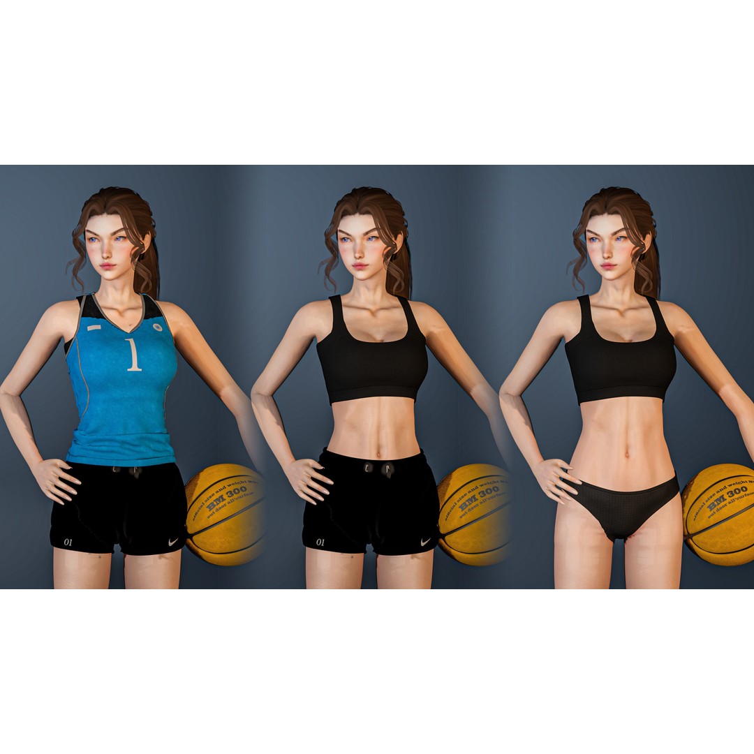 Sport Girl 3D Model – Low Poly Game Ready Character, FBX, OBJ - View 4