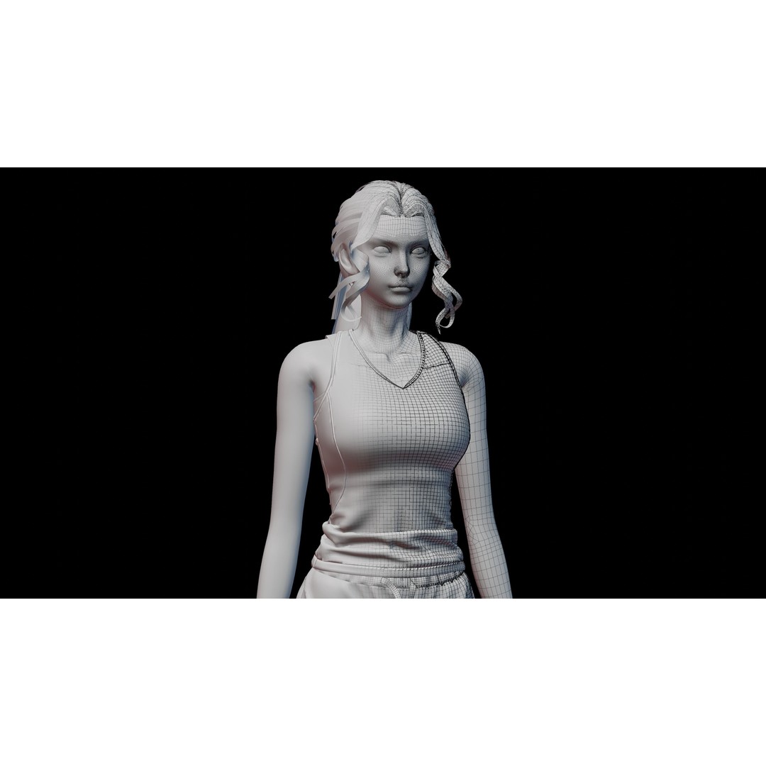 Sport Girl 3D Model – Low Poly Game Ready Character, FBX, OBJ - View 5