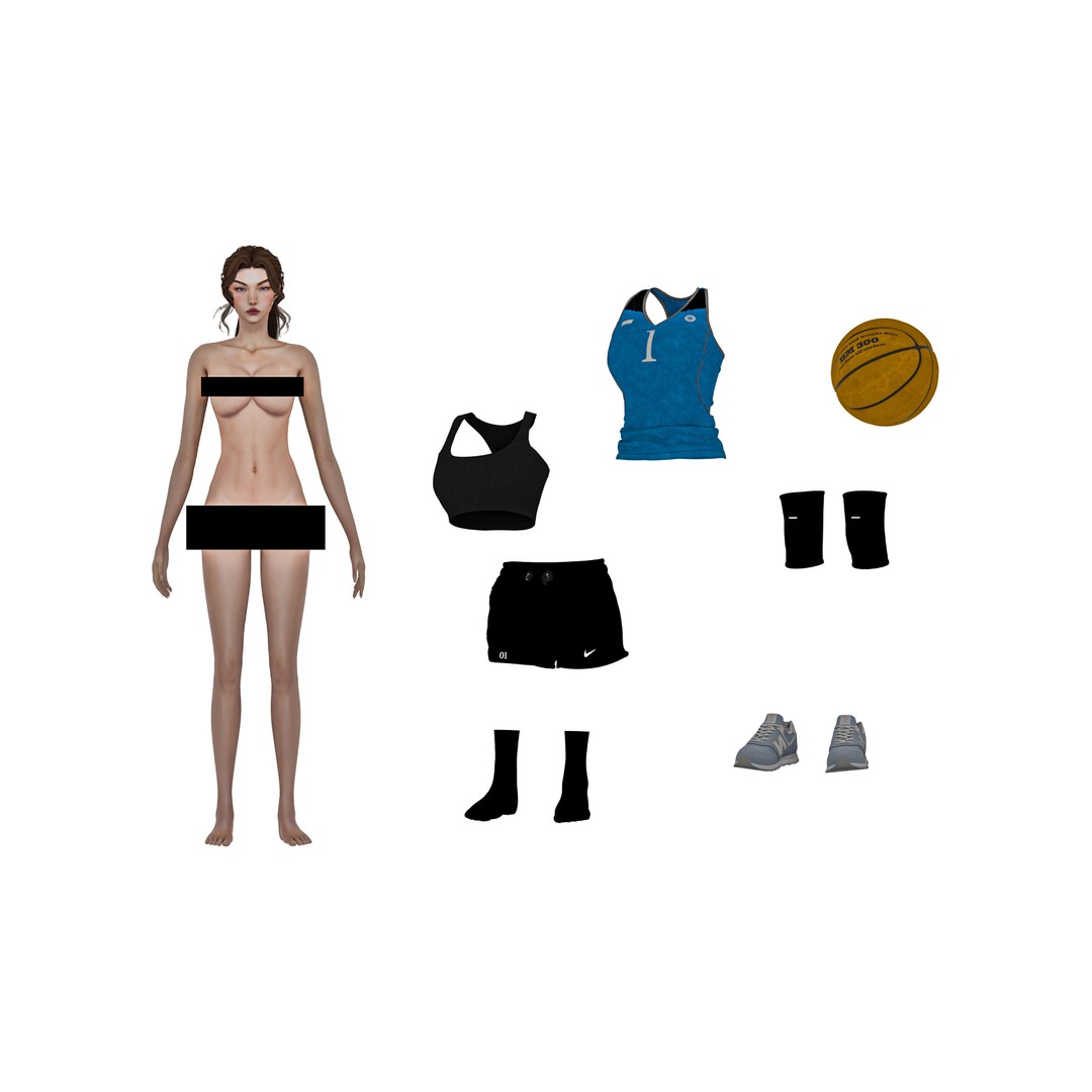 Sport Girl 3D Model – Low Poly Game Ready Character, FBX, OBJ - View 7